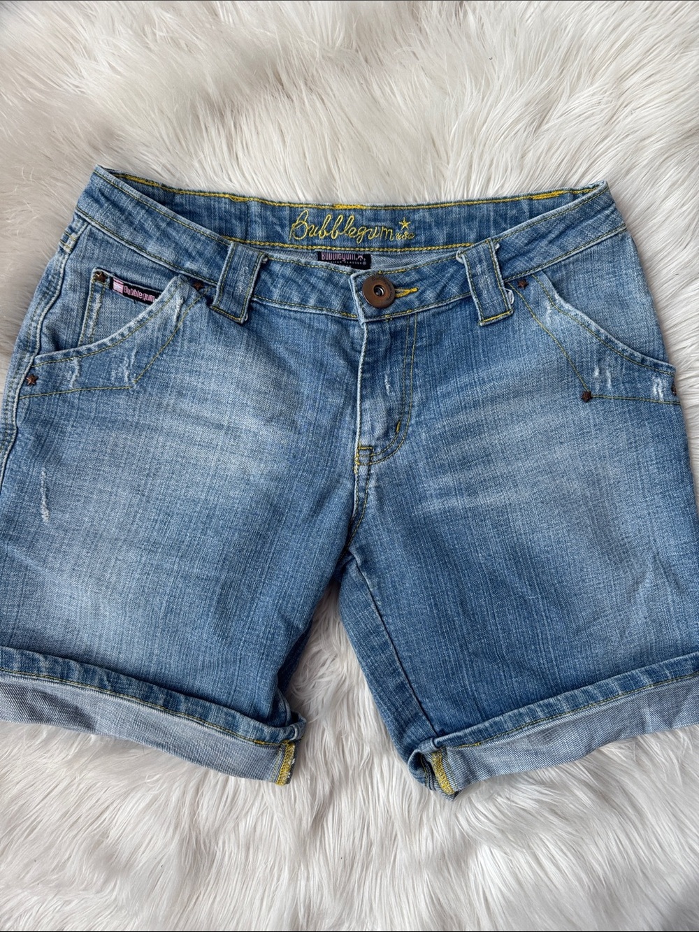 Bubblegum Early 2000s Light Blue Rolled-Cuff Denim Shorts